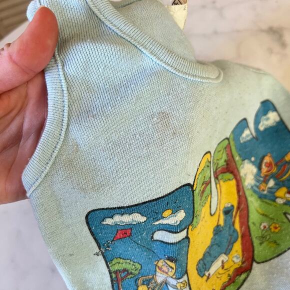 Vintage 80s Toddler's Sesame Street FUN Ribbed Light Blue Tank Top - Picture 3 of 9